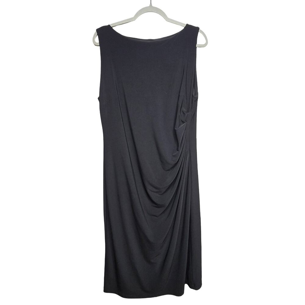 Lauren Ralph Lauren Black Ruched Sheath Dress Size 16 Sleeveless Stretch Classic